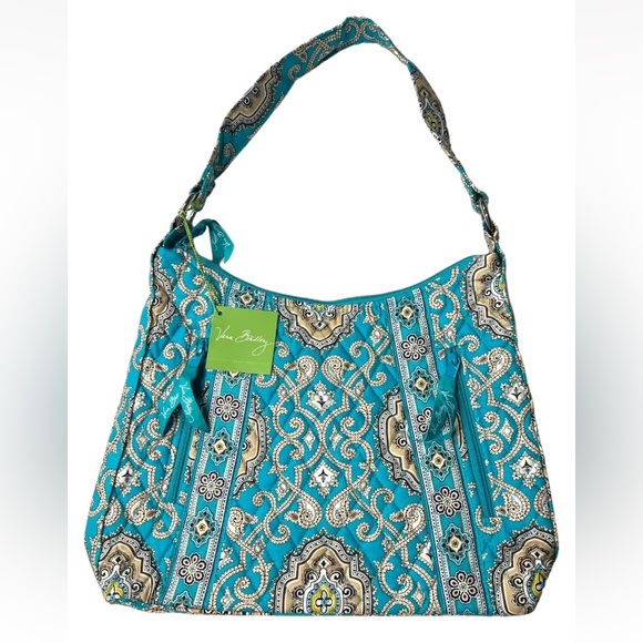 NWOT Vera Bradley turquoise/tan printed purse - Picture 1 of 6